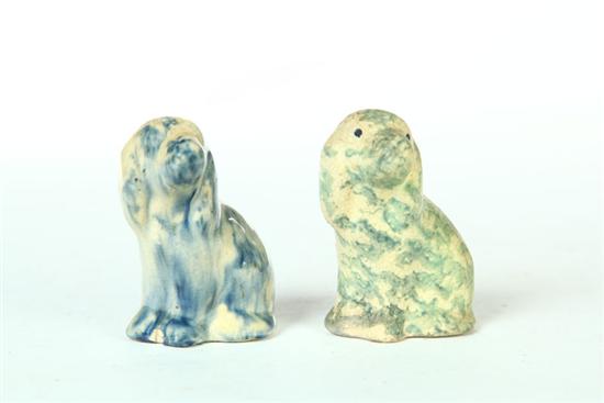 TWO MINIATURE POTTERY DOGS.  American