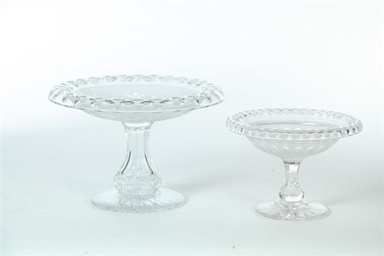 TWO ENGRAVED GLASS COMPOTES.  American