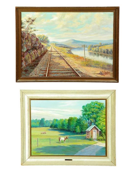 TWO LANDSCAPE PAINTINGS Both 121930