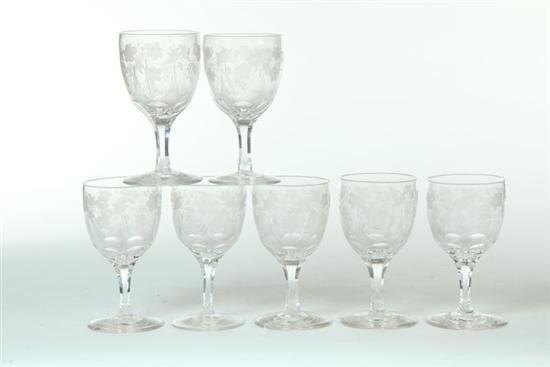 SEVEN BLOWN AND CUT GOBLETS.  American