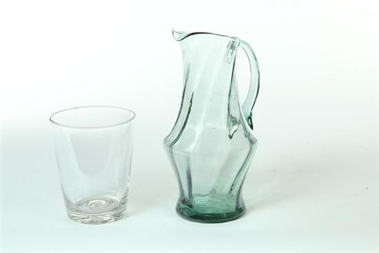 BLOWN GLASS PITCHER AND FLIP. 