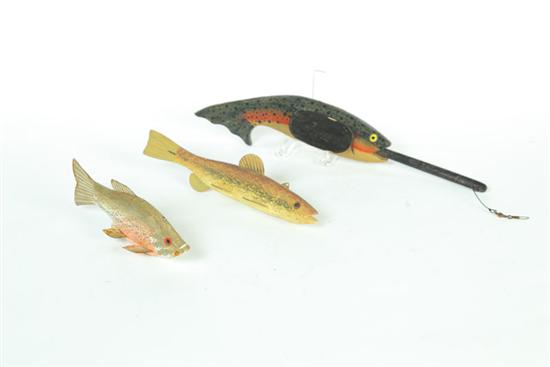 THREE FISH DECOYS.  American  mid 20th
