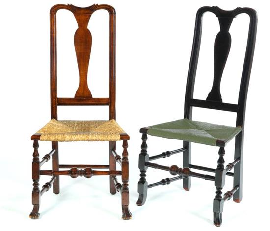 TWO SIMILAR QUEEN ANNE SIDE CHAIRS.