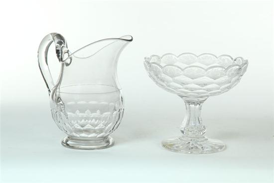 HONEYCOMB FLINT GLASS COMPOTE AND