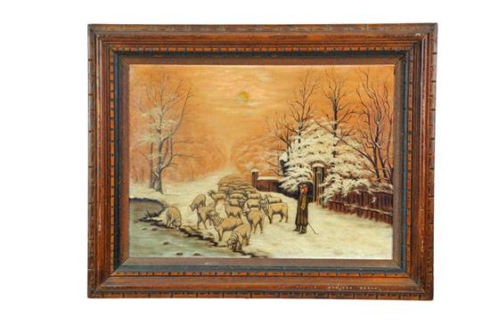 WINTER SCENE WITH SHEEP (AMERICAN OR