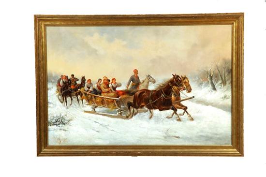 SLEDDING SCENE SIGNED MIMERSKI (EASTERN