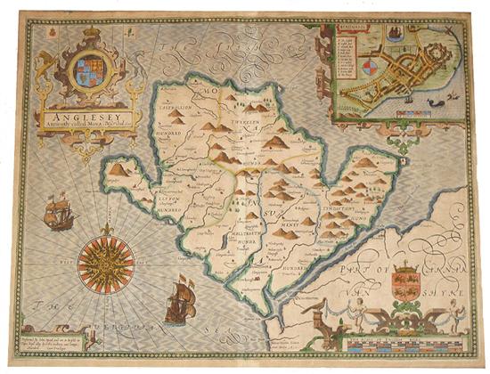 MAP OF THE ISLE OF ANGLESEY Handcolored 1219b4