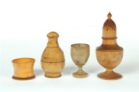 SIX PIECES OF TREENWARE.  American