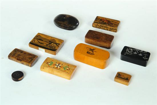 TEN SNUFF BOXES.  American and