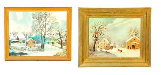 TWO WINTER LANDSCAPES AMERICAN 121a09