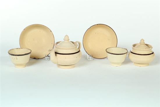 MINIATURE YELLOW WARE TEA SET.  England