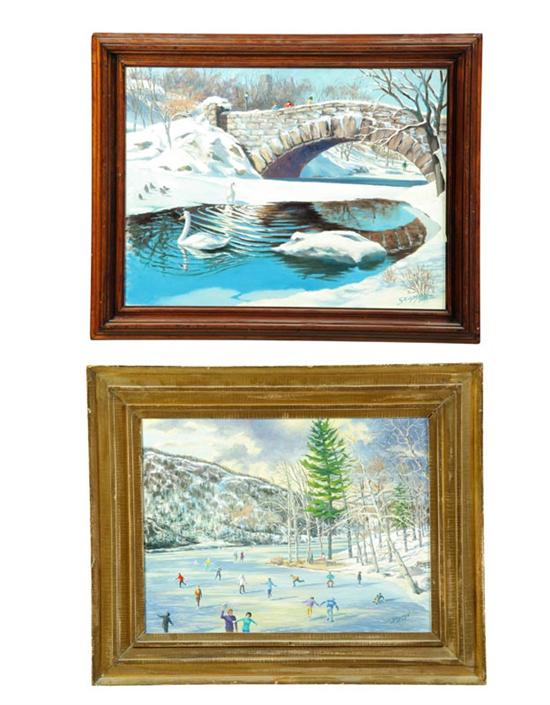 TWO WINTER SCENES BY A C SEAMAN 121a48