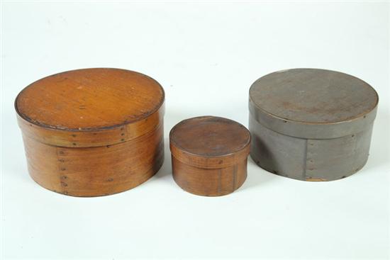 THREE BENTWOOD BOXES.  American