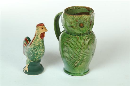 TWO FIGURAL PIECES OF POTTERY.
