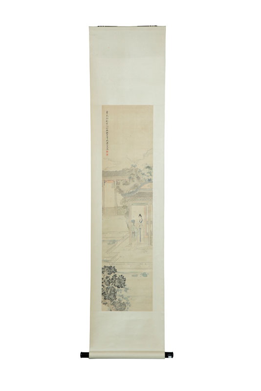 SCROLL.  Asian  19th century  gouache