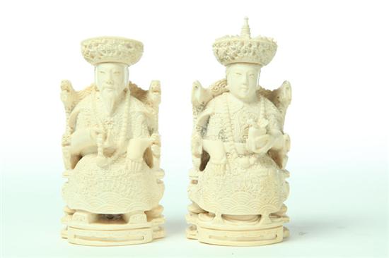 PAIR OF IVORY CARVINGS.  China