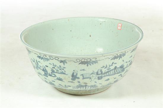 LARGE BLUE AND WHITE BOWL.  China