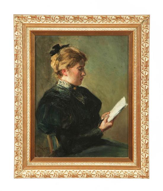 WOMAN READING BOOK (AMERICAN SCHOOL