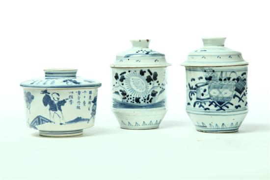 THREE COVERED CONTAINERS.  China