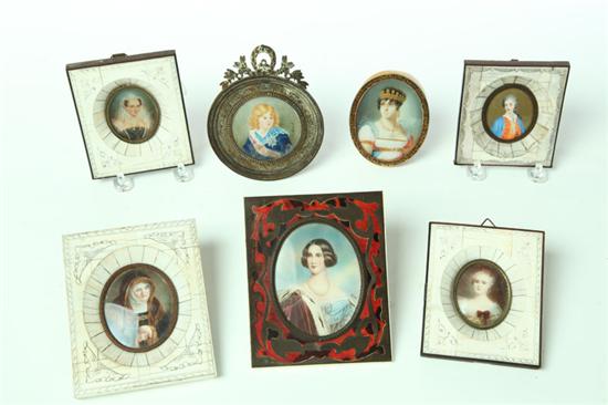 SEVEN MINIATURE PORTRAITS ON IVORY.