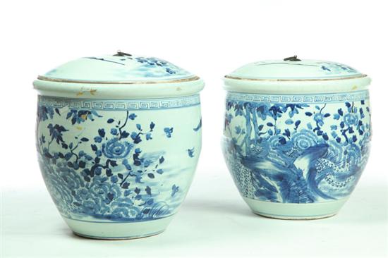 PAIR OF COVERED CERAMIC JARDINIERES  121b35