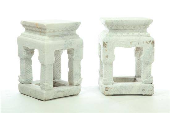 PAIR OF MARBLE GARDEN SEATS.  China