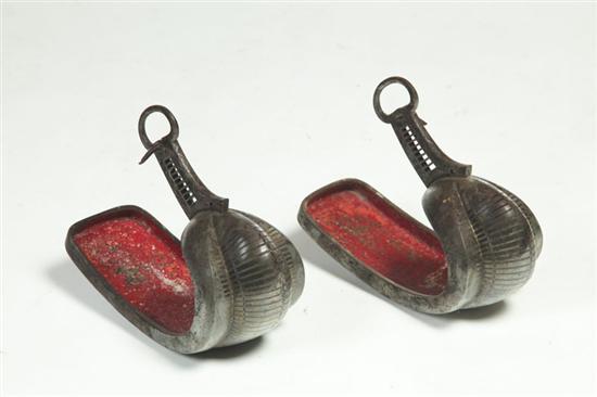 PAIR OF ORNATE IRON STIRRUPS  121b47