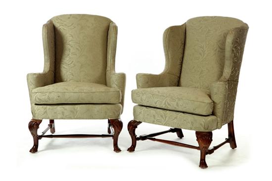 PAIR OF QUEEN ANNE-STYLE EASY CHAIRS.
