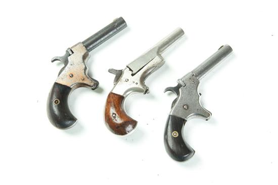 THREE SINGLE SHOT PISTOLS.  Unmarked