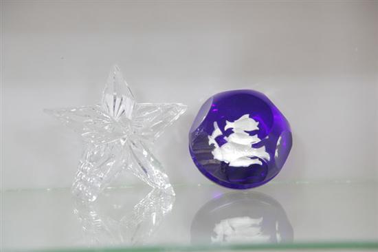 TWO PAPERWEIGHTS. A Waterford crystal