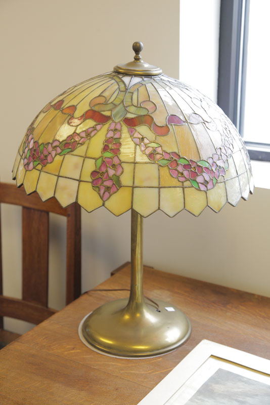 LEADED GLASS TABLE LAMP. Possibly