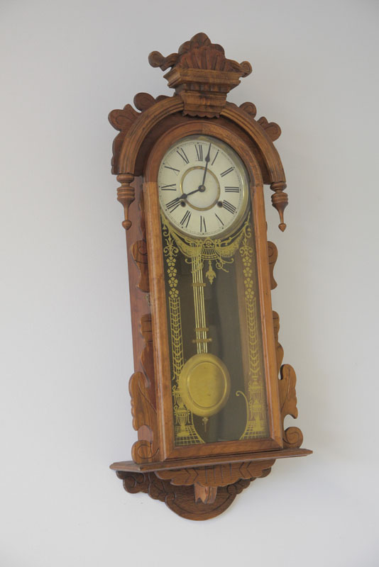 WALL CLOCK. Possibly Ansonia. Eight