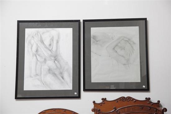 TWO FEMALE NUDE STUDIES. Sensitively