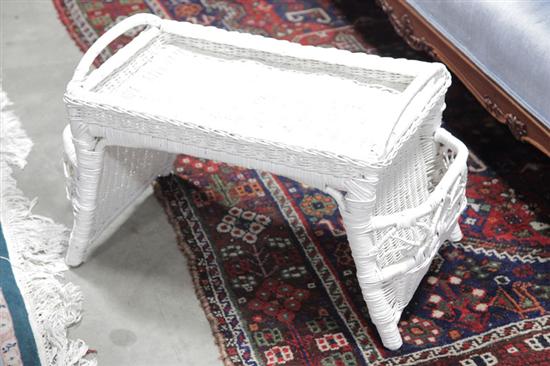 WICKER BED TRAY. White painted