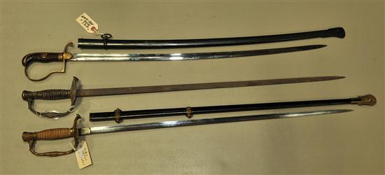 THREE SWORDS. Civil War era with Eagle