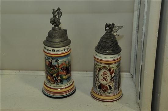 TWO LITHOPHANE STEINS German regimentel 122032