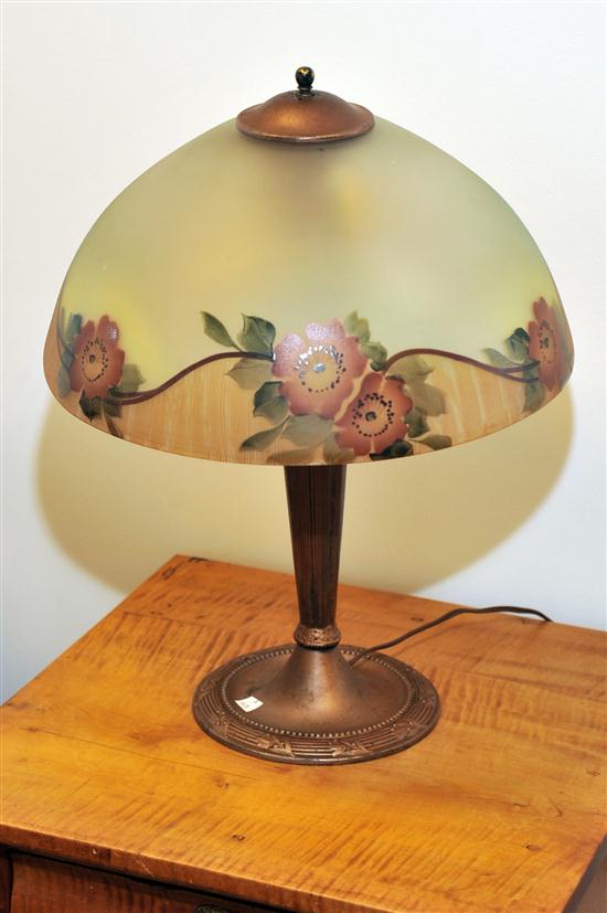 TABLE LAMP. Bronze lamp having