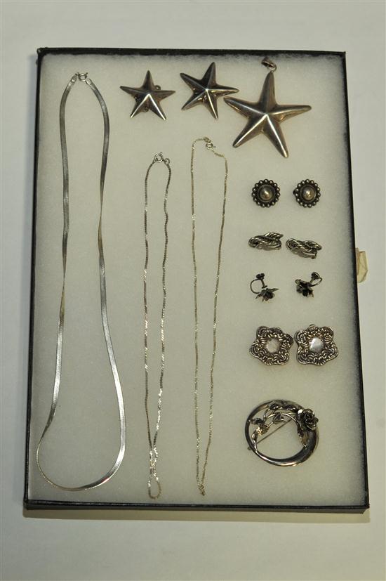 TEN PIECES STERLING JEWELRY. Lot