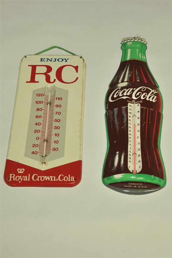 TWO ADVERTISING THERMOMETERS. A