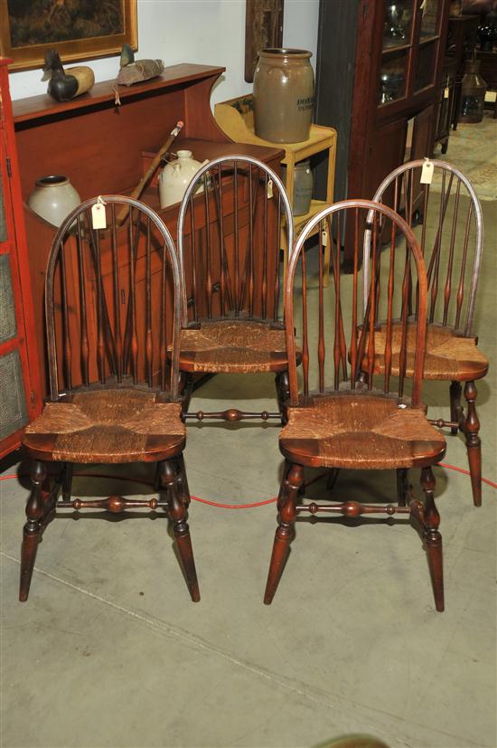 FOUR NICHOLS & STONE SIDE CHAIRS. Braceback