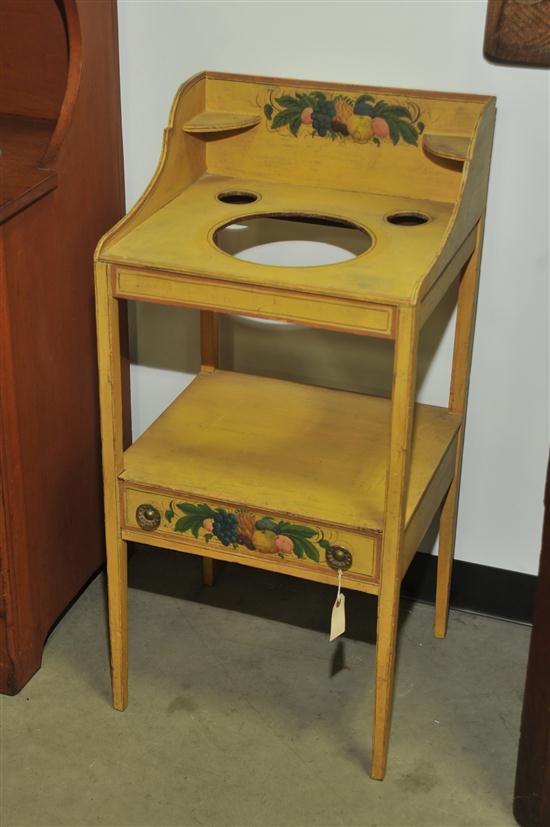 PAINT DECORATED WASHSTAND. Yellow