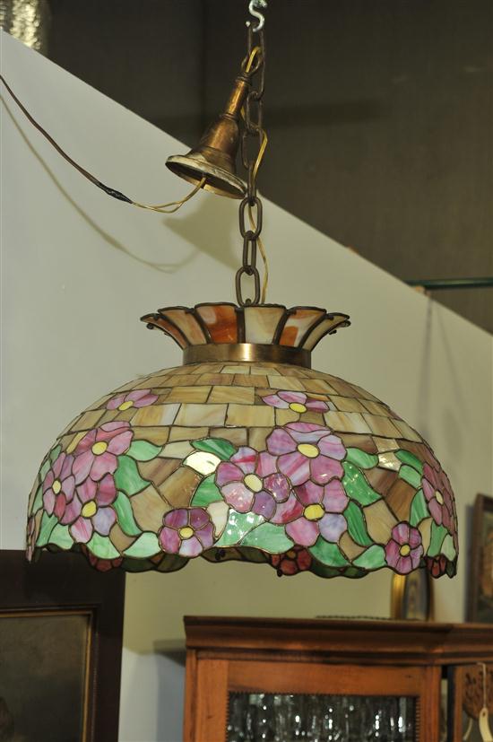 LEADED HANGING SHADE. Brown and