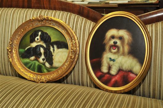 TWO PAINTINGS WITH DOGS. American