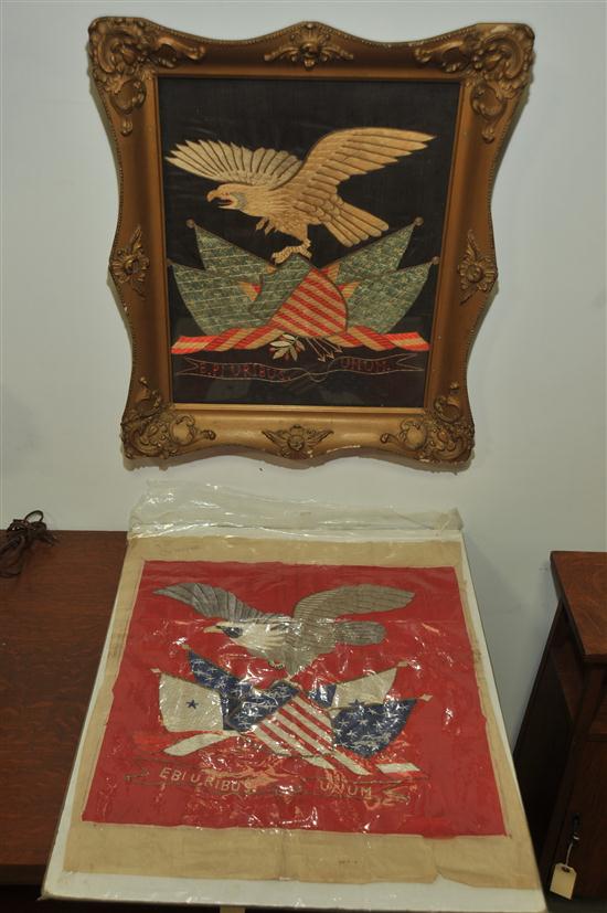 TWO PATRIOTIC EMBROIDERIES Asian 1220c6