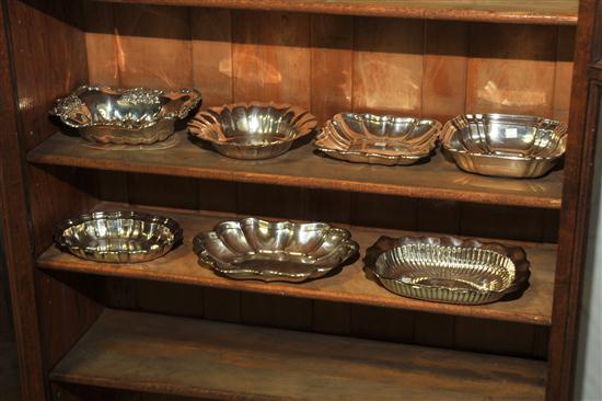 SEVEN STERLING SILVER BOWLS. All ribbed