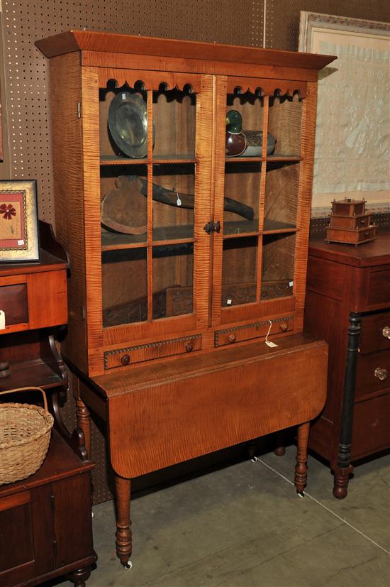 TWO PIECE COUNTRY SECRETARY BOOKCASE.