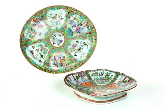 TWO ROSE MEDALLION PLATTERS.  China