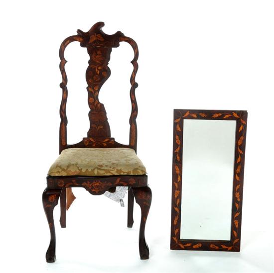 MARQUETRY FRAME AND CHAIR European  12217e