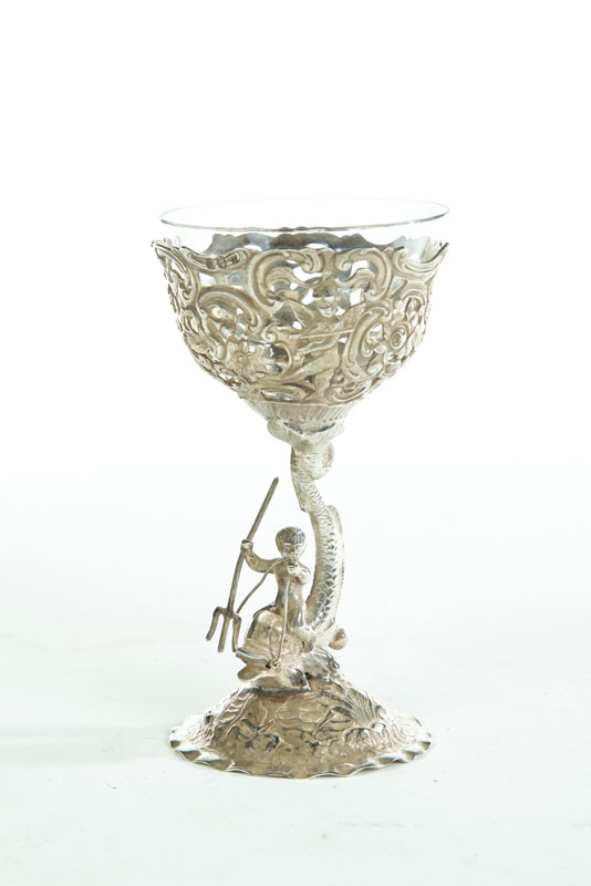 SILVER SERVING PIECE WITH GLASS 122189