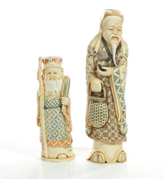 TWO IVORY FIGURES.  Asian  1st